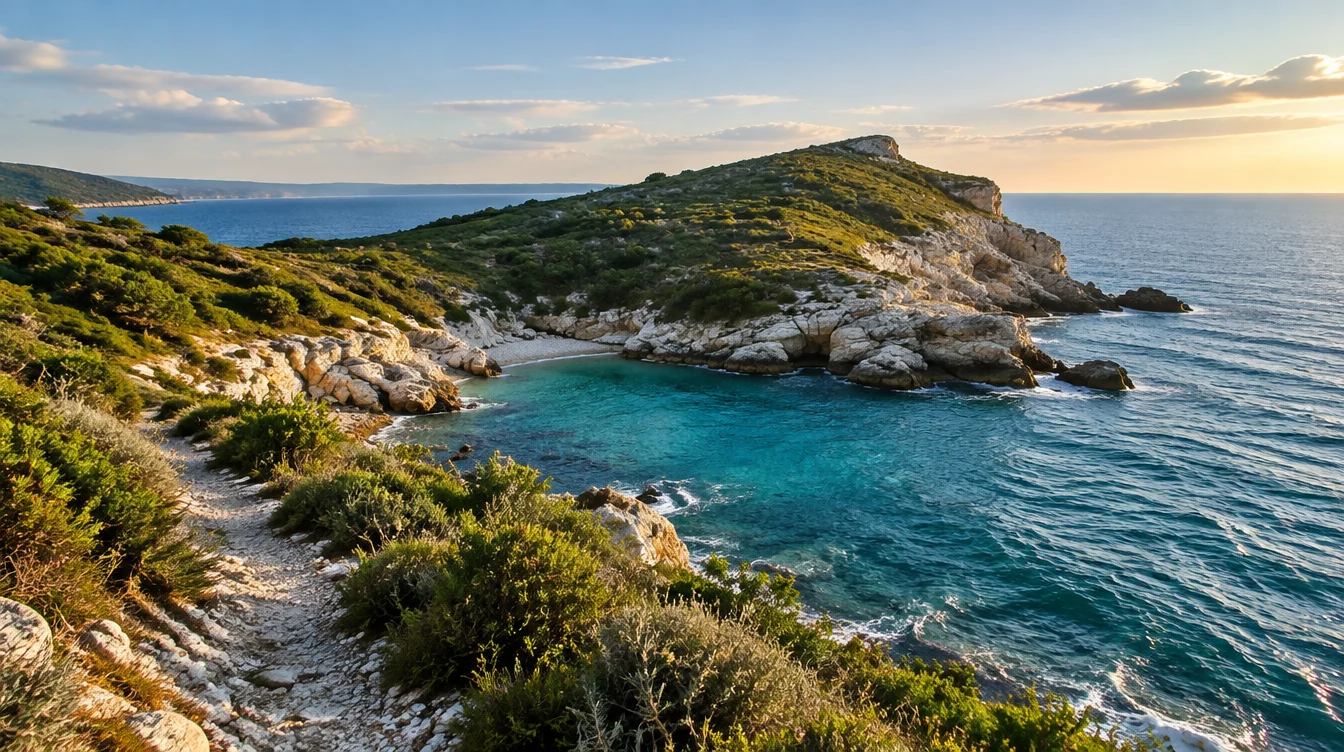 AI coastal mood illustration — not a verified photograph of this place