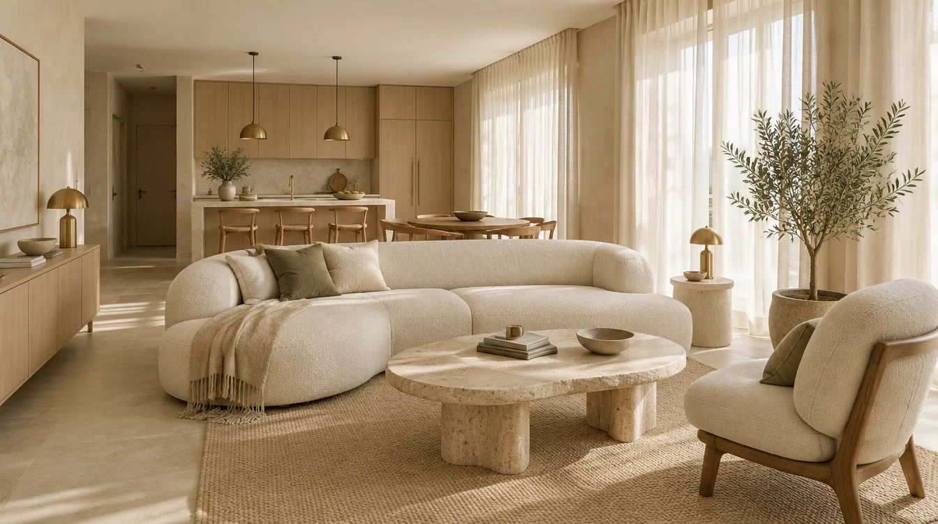 Advertising concept Sand & Oak — not a photograph of apartment 01
