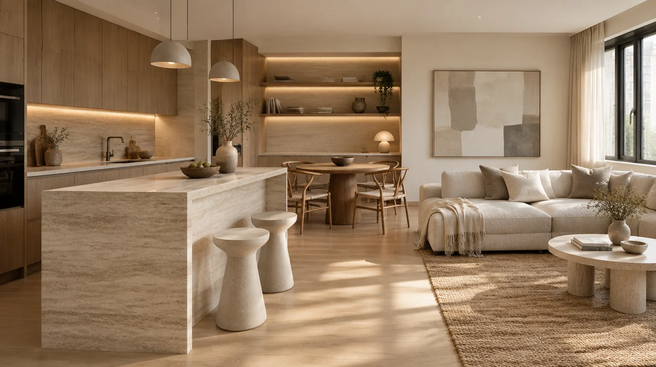 Advertising concept Warm Stone — not a photograph of apartment 03