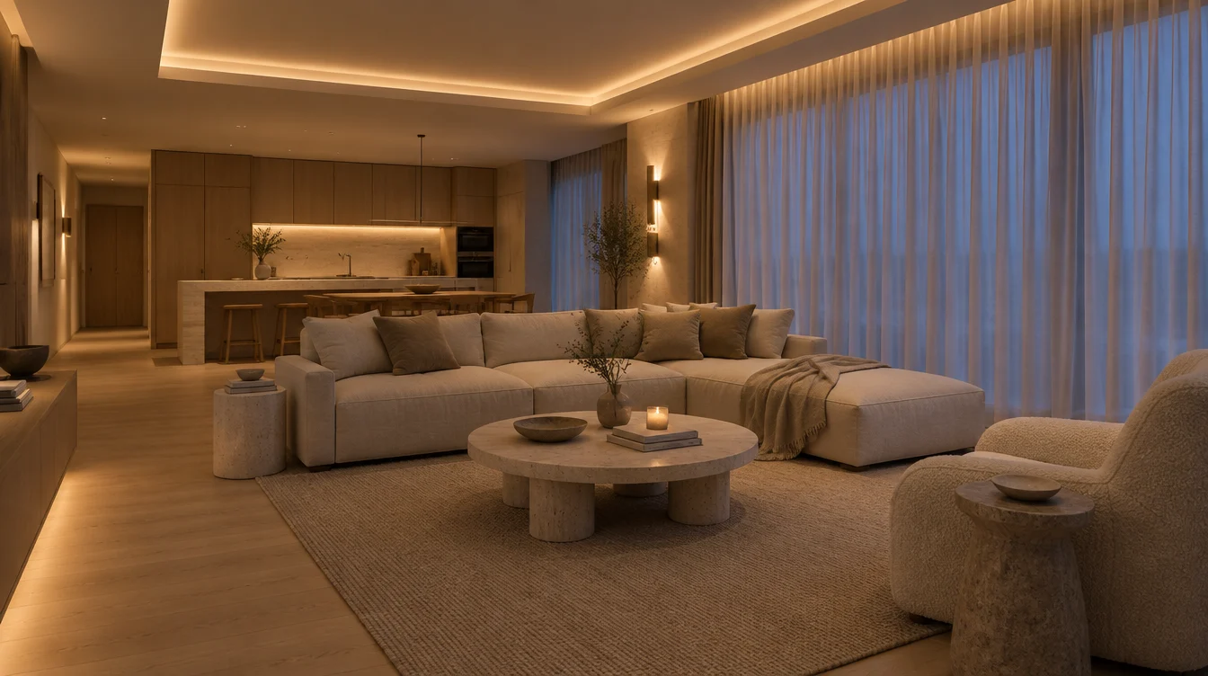Advertising concept Evening Linen — not a photograph of apartment 06
